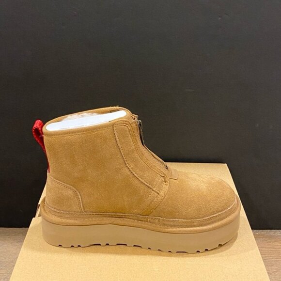 UGG Women's Neumel Platform Zip Chestnut Ankle Boots Bootie Shoes Flats NEW - Picture 2 of 4